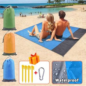 Camping Mat Waterproof Beach Blanket Outdoor Grounding tress Picnic Pocket Carpet Rug Portable Folding Sleeping Bed Pad 220104