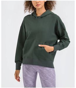 L125 여성 요가 의상 의류 의류 긴팔 땀 셔츠 레이디 느슨한 후드 스포츠 후드 스웨터 겨울 피트니스 셔츠 탑