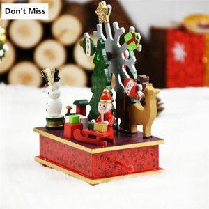 Juldekorationer festdekoration hem trädgård prydnad trämusiklåda med Xmas Tree Snowflake Decor Festiva Supplies1