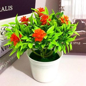 Planta de flores artificiais realistas chiques em pote ao ar livre home office decor presentes1