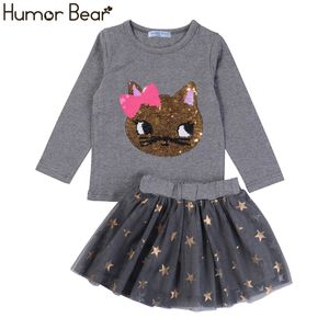 Humor Bear Abbigliamento per bambini Set di vestiti per ragazze per bambini Baby Girl Design di stampa per bambina Manica lunga + Pantalone 2 pezzi Set Sport LJ200916