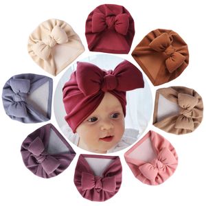 Faux Cashmere Baby Hat Cap Warm Autumn Winter Turban Headwraps For Newborn Boys Girls Big Bow Beanies Hair Accessories