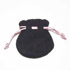 Sacchetto di velluto nero Cordoncino rosa adatto per Pandora Charm Bead Collana Orecchini Anello Ciondolo Imballaggio di gioielli Fatto a mano Nuovo arrivo