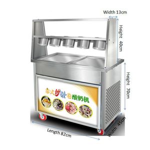 Rostfritt stål Fry Glass Machine Thai Ice Cream Machine Square Pot Fried Ice Cream Roll Machine