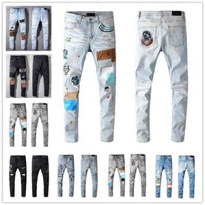 22 Mens Designer Jeans Distressed Ripped Biker Slim Fit Motorcycle Bikers Denim For Men s Fashion Mans Top Quality Brand Jean