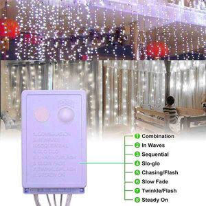 最新デザイン12m x m LED V暖かい白いライトロマンチックなクリスマス結婚式の屋外装飾カーテンライト米国の標準