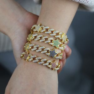 2021 Nova Chain de Link Cuban Hip Hop Mulheres Menina Jóias 16cm 18 cm Cor de Ouro Colorido Coração Estrela Charme Pulseira De Moda Jóias