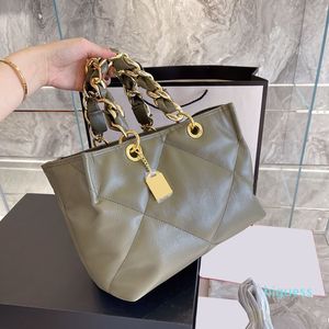 Designer-Damen-Einkaufstaschen, Leder, gesteppt, Doppelkette, große Kapazität, weiche Handtaschen, 30 cm