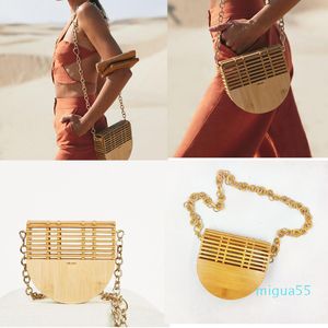 Bolsa tiracolo de ombro trançada de palha Correntes Feito à mão Fibra de Bambu Clutch Tricô Bolsa oca Feminina Boêmia Bolsas de Praia Bolsa Carteira de Verão