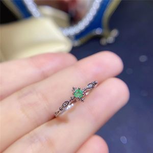 jewelryar 925 Silver Previous Natural Emerald Female Ring Support Detection Y1128