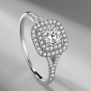 Estilo europeu e americano nova venda s925 prata platina-chapeado brilhante diamante anel de luxo linda jóias casamento feminino