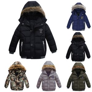 Moda Kids Coat Boys Girl Gruby Płaszcz Padded Kurtki Zimowe Ubrania Z Kapturem Bawełna Baby Boys Kosztowa Kurtka Manteau Fille 201030