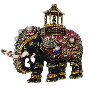 50pcs / lot 2017 8cm * 8cm Män Thailand Charm Stora Elephant Elements Crystal Vintage Brosches Pin för kostym