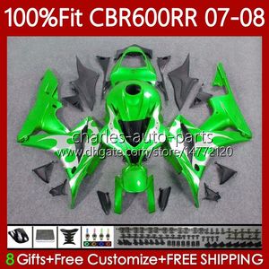 OEM Bodys For HONDA CBR 600 RR CC F5 600CC 2007 2008 Bodywork 70No.137 CBR600 RR CBR 600RR 600F5 CBR600RR Green&flames 07 08 CBR600F5 2007-2008 Injection mold Fairings