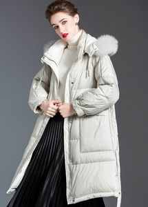 New Arrival 20320# Original Desginer JOG MCERG Hooded Down Jacket Winter Coat in Long Korean Style White Eiderdown Coat S-XL