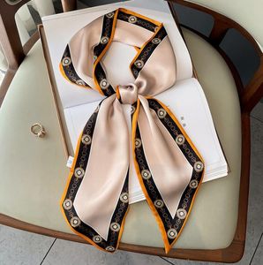 NewArrive Damen-Seidenschal, 15 x 150 cm, eleganter Blumendruck, kleiner quadratischer Halstuch, Bandana, weiblich, Echarpe, Luxus-Haarbänder 22118