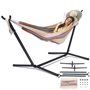 Amaca con supporto Sedia a dondolo Letto da viaggio Campeggio Giardino domestico Letto sospeso Caccia Dormire Altalena Mobili da esterno per interni Z1202