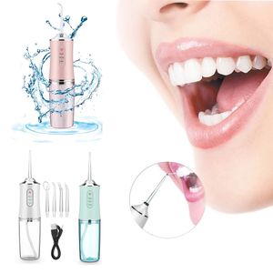 Tragbare Munddusche, Zahnwasser-Flosser, IPX7, USB wiederaufladbar, 4 Düsenspitzen, 220 ml, 3 Modi, Waters Jet Floss, Zahnduschen