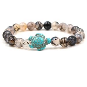 sea turtle charm bracelet Natural stone tortoise Agate Tiger eye turquoise Stone beads bracelets women men fashion jewelry will and sandy