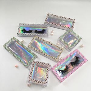 Vuoto Glitter Pink Diamond Pearl Eyelash Case 5D Mink Eyelashes Package Boxes for Natural Soft Strip Lashes