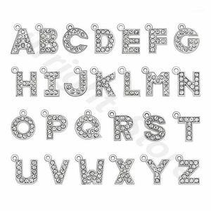 Jewelry Necklace Bracelet Key 50pcs Rhinestone Hang Letters Charms Pendant 15x15mm Zinc Alloy Fit Pet Dog Collar Tag Wholesales