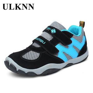 Ulknn Çocuk Ayakkabı Erkek Sneakers Koşu Çocuklar için Spor Ayakkabı Net Örgü Deri Nefes TPR Hafif Öğrenci Okul Ayakkabı LJ200907