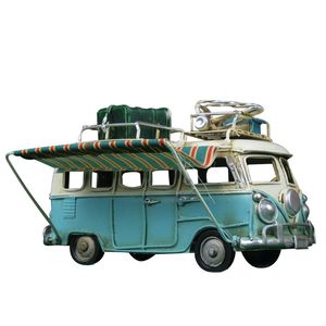 Home Decoration Bus Miniature Model Ornaments Antique Car Figurines Metal Crafts Photography Props Accessories Desk Decor Toys 201212