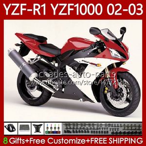 Corpo moto per YAMAHA YZF-R1 YZF-1000 YZF R 1 1000 CC 00-03 Carrozzeria Rosso bianco nero 90No.30 YZF R1 1000CC YZFR1 02 03 00 01 YZF1000 2002 2003 2000 2001 Kit carenature OEM