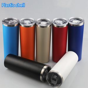 20oz skinny tumbler with lid Powder Coated stainless steel straight tumbler 2-layer vacuum insulated coffee mug wine tumblers 20 colors