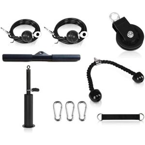 12 Set Home DIY Workout Gym Riemenscheibensystem Kit Fitnessgeräte Arm Trizeps Bizeps Krafttraining Heben Laden Pin Griffe Kabelstange