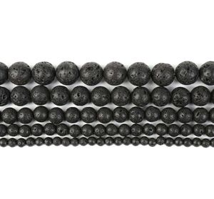 4 6 8 10 12 14mm 천연 용암 돌 구슬 블랙 화산암 바위 라운드 스톤 느슨한 구슬 DIY 팔찌 목걸이 귀걸이 만들기