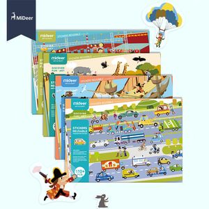 Mideer Nya återanvändbara klistermärken Book Game Pad Collection Kids Educational Leksaker för barn Pusselgåva Avtagbara Bakgrundsscener LJ201019