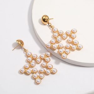 Minimalist style alloy Pearl five-pointed star earrings female personalized minimalist earrings Korean temperament earrings