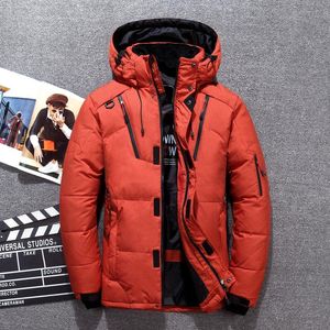 남성용 파카 남자 겨울 재킷 화이트 오리 따뜻한 스노우 파카 오버 코트 윈드 브레이커 후드 코트 홈 브레