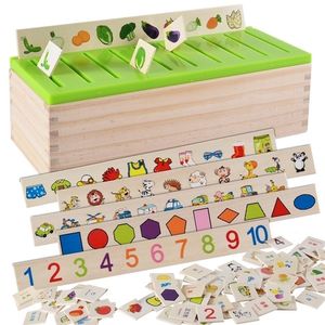 Matematisk kunskapsklassificering Kognitiv matchande barn Montessori Early Educational Learnational Lear Toy Wood Box Presenter för barn LJ200907