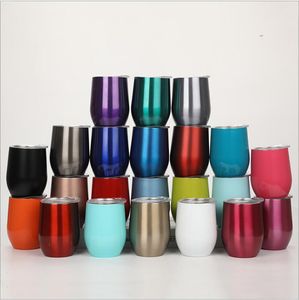 Stainless Steel Tumbler Cocktail Wine Glass Eggshell Water Bottle Beer Coffee Mug Vacuum Insulated Glass Kitchen Bar Drinkware 12OZ C7277