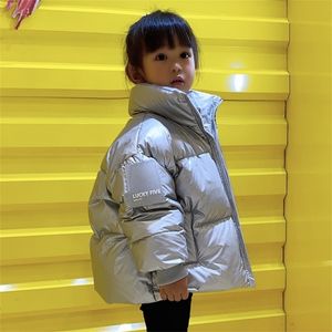 Olekid crianças casaco de inverno versão coreana à prova d 'água brilhante jaqueta para baixo para meninas 3-12 anos crianças crianças adolescentes parka 201102