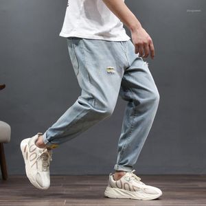 Erkek Kot 2022 Sonbahar Moda Marka Yıpranmış Harlan Büyük Boy Gevşek Delik Işık Hong Kong Tarzı Hip Hop Orijinal Küçük Bacak Pantolon