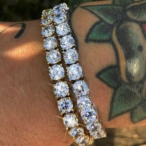 New Cubic Zirconia Tennis Bracelet For Women Men Gold Color Iced Out Crystal Charm Tennis Bracelet Bangle male Bijoux Jewelry