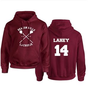 Teenwolf Bluzy Mężczyźni Bluzy Stilinski 24 Lahey 14 McCall 11 Drukuj Czerwony Kapturem Pullover Jesień Męski Hoddies Harajuku Casual C1117