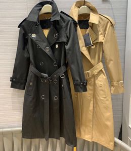 Luxo High-End Elegante Lady Streetwear Long Trench Revest 2020 Cor Sólida Dupla Breasted Breasted Cinto Slim Overcoat Khaki Preto S226 T200810