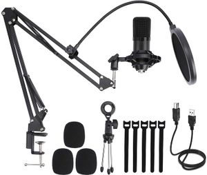 USB Condenser Microphone Kit,Podcast Mic for Computer, Streaming, with Professional Sound Chipset Boom, Adjustable Scissor Arm Studio