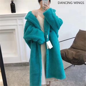 أزياء الشتاء فضفاضة تيدي بير معطف الصوف معطف سترة المرأة الأغنام الحقيقية shearling الفراء معاطف المتضخم 201212