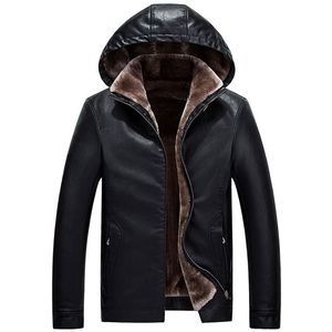 2020 Jaqueta de Couro de Inverno Homens Top Qualidade Faux Pele Casacos New Grosso Casual Masculino Capuz Jackets C1120