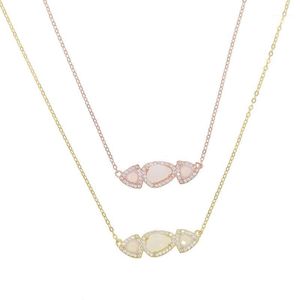 Wholesale triple gold chain necklace for sale - Group buy Chains Fashion Sterling Silver Gem Triple Stone Pendant Necklace Cz Paved Trendy Choker Gold Chain For Women Girl Gift Jewlery1