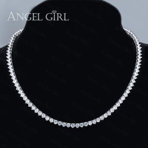 Angelgirl Charms Shiny 18 Inches Three Prong 4mm Zircon Tennis Silver And Gold Colour Necklace For Women And Men Brand Jewelry J190625