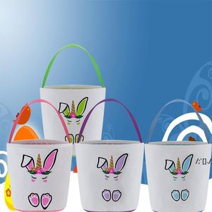 Easter Bunny Bucket Festive Canvas Rabbit Basket Easter Egg Tote Bag Candy Gift Storage Bags Celebration Party Supplies RRA11295