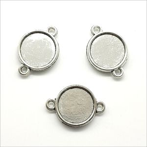 100pcs two-sided Cabochon base 12mm Inner Size Connector Charms Pendants For Jewelry Making Bracelet Necklace Earrings 21*15mm DH0847