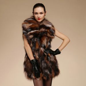 Real natural genuine fox fur vest women fashion sliver fox fur gilet with collar jackets ladies outwear custom any size 201112