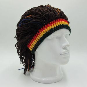 Vsllwq zabawny kapelusz unisex czapki peruka warkocze kapelusze jamaican dziane rasta włosy czapki mężczyźni i kobiety moda hairband dreadlocks